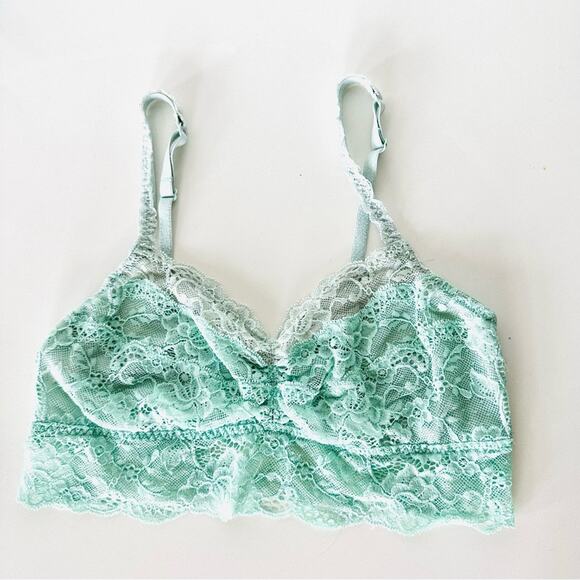 2 VS VICTORIAS SECRET PINK Lace White Red Blue Mint Green Ruffle Bra Bralette M - Picture 9 of 16